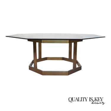 Vintage Mastercraft Hollywood Regency Brass & Octagonal Glass Coffee Table