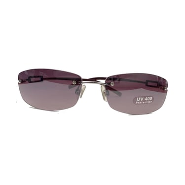 Vintage Y2K Skinny Square Purple Tint Sunglasses 
