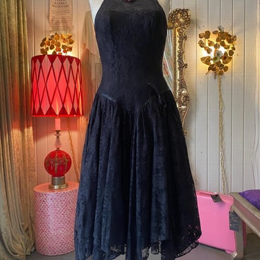 vintage 1980s black lace party dress 80s whimsygoth prom roberta small 27  goth 