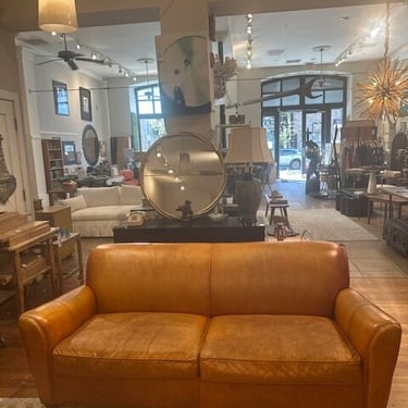 Ralph Lauren Style Leather Rolled Arm Sofa by McCreary’s