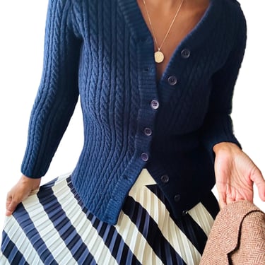 Vintage Yves St. Laurent Navy Wool Cardigan