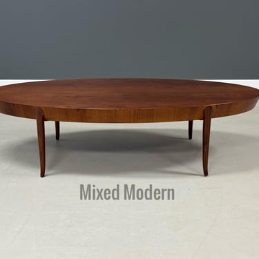 Refinished T.H. Robsjohn Gibbings for Widdicomb Walnut Oval Coffee Table 