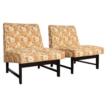 Pair of Vintage Ebonized Mahogany Slipper Chairs by Edward Wormley for Dunbar