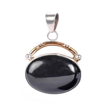 Vintage Sterling Silver & 12K Gold-Fill Navajo Bobby Johnson Onyx Pendant 