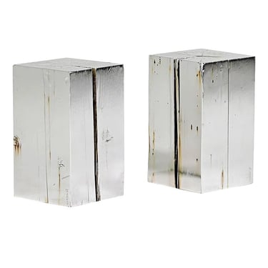 Pair One & Co for Council Design '47' Tables in Silver & Reclaimed Doug Fir