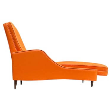 1950's Mid-Century Modern Sculptural Chaise Lounge Chair in Retro Orange