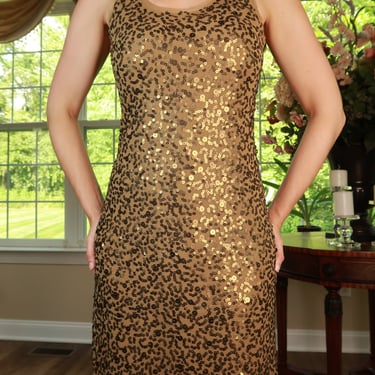 Vintage Y2K Bronze Sequin Bodycon Cocktail Dress