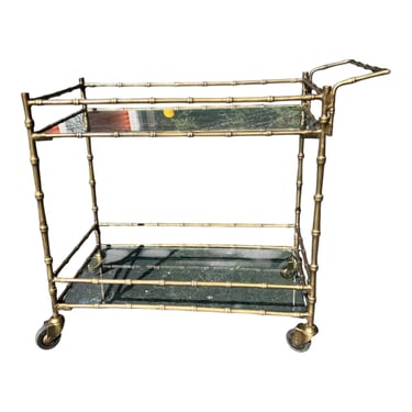 Beautiful vintage faux bamboo bronze bar cart 