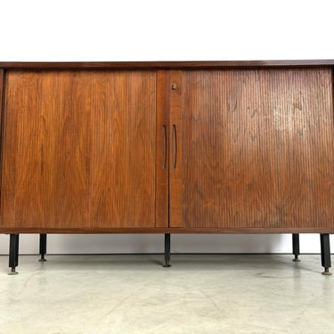 Mid century tambour door cabinet, 1960s - vintage teak cabinet - mid century modern cabinet - teak sideboard 