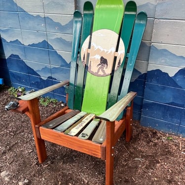 Backwoods Sasquatch Bigfoot Adirondack Ski & Snowboard Hybrid Chair, Patio and Deck Chairs, Customized, Pick your chair, Unique Gift Idea 