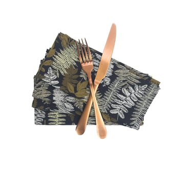 Fern Print Cotton Cloth Napkins, Set of 4 Cloth Napkins 