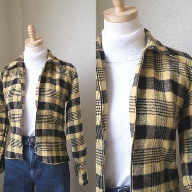Yellow and Black Plaid Flannel Zip-Up | Size 4 