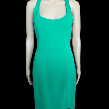 Vintage RALPH LAUREN Black Label 1990s Y2K Kelly Green Wool & Silk Minimalist Dress - New with Tags Nwt - size Small XS 