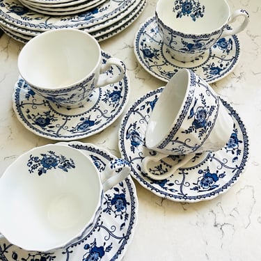 Indies Blue and White by Johnson Brothers Saucers and Mugs Ironstone Made in England by LeChalet