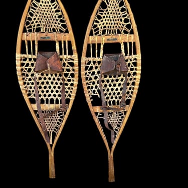 Antique Iver Johnson Rawhide Snowshoes | Rustic Lodge Wall Decor | Circa 1910s–1920s 