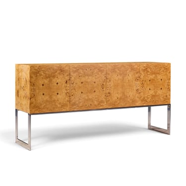 Milo Baughman for Thayer Coggin Mid Century Burlwood and Chrome Credenza - mcm 