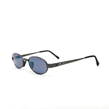 True Vintage Mid 90s Matrix Style Grey Oval Frame Sunglasses 