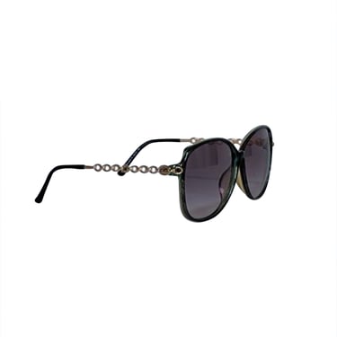 Christian Dior - Green Large Sunglasses w/Gold Chain Link Legs