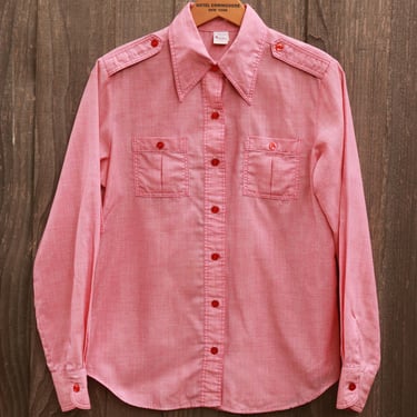 Vintage 70's 80's Wrangler Made in USA Red Western Button Down Shirt 