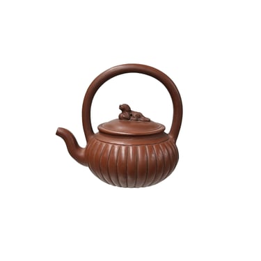 Vintage Brown Pumpkin Puppy Zisha Clay Teapot Art Display JK292E 