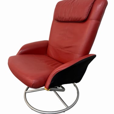 Vintage 1999 IKEA Red Vinyl Swivel Lounge Chair 