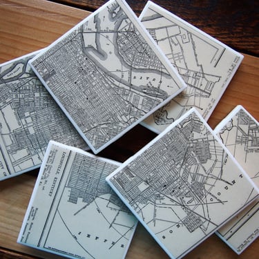 1921 Louisville Kentucky Map Coaster Set of 6. Louisville Map. Antique Kentucky Gift. Louisville Coasters. Kentucky History Gift Vintage Map 