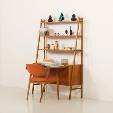 Scandinavian mid century bookcase with a desk, Sweden 1960s 