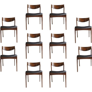 Ten (10) Mid 20th Century Brazilian Rosewood PE Jorgensen Danish Dining Chairs - Restored