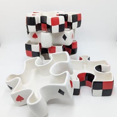 Vintage Suits Puzzle Piece Bowl Set (6 Bowls) 