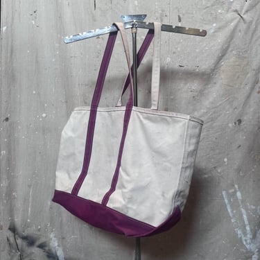 XL Vintage L.L. Bean Boat & Tote Bag Zip Top Maroon Canvas Made in USA LLBean Long Straps Shoulder Bag 