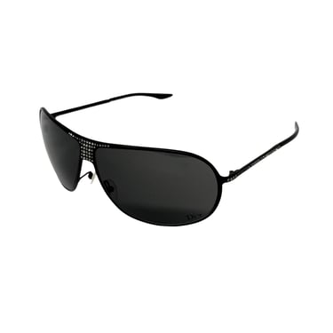 Dior Black Rhinestone Aviator Sunglasses