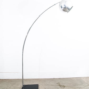 Mid Century Modern Floor Lamp Arc Overhang Floor Cast Iron Silver Chrome Light