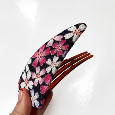 Pink Maxi Side Hair Clip, Cherry blossom hair claw, Hair Barrette Clip, japanese design, pink hair claw, slide hair clip, barrette hair clip 