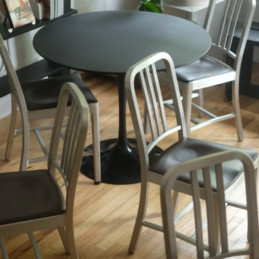 1006 Navy Chairs by Emeco w/ Leather Seat Pad (Set of 4)