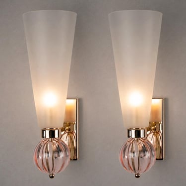 Glass Sconces Murano Luxury Wall lamps sconces – Set of 2 handmade lighting, Italy 