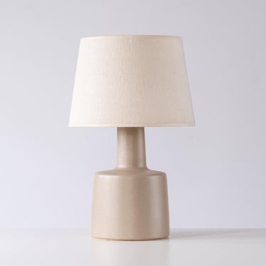 Martz / Marshall Studios Ceramic Pottery Table Lamp — Satin Tan Glaze — Vintage + Mid Century Modern 