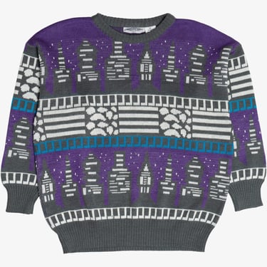 Vintage Andrew St. John City Skyline Sweater (1980s) 
