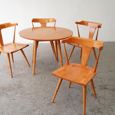 Paul McCobb Planner Group Maple T-Back Dinette Set &ndash; Table and 4 Chairs, Restored 