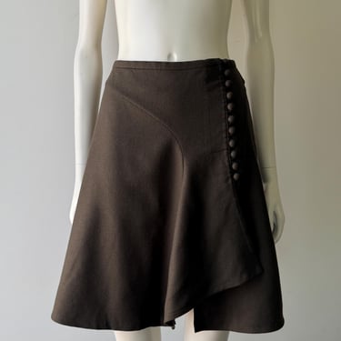 Jil Stuart Vintage Brown Wool Blend Button Skirt sz 2 (S) 
