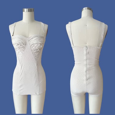 40s White Dot Catalina Swim Suit / 1940s Vintage Pin Up Bathing Suit Swimwear Swimsuit / XS - Small 
