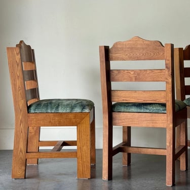 1960s S/4 Brutalist Oak Dining Chairs 