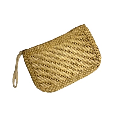 Vintage Fashion Imports Hong Kong Tan Brown Straw Clutch Handbag Bag 