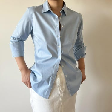 vintage blouse Brooks Brothers vintage shirt vintage top button down oxfords shirt minimalist blue capsule wardrobe 90s retro size S 