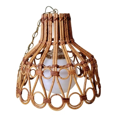 Burnt Bamboo Chandelier Hollywood Regency 