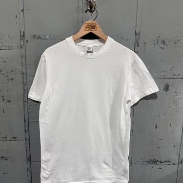 Vintage 90s Hanes Brand All Cotton Essential Icy White Paper Blank T-Shirt Medium 