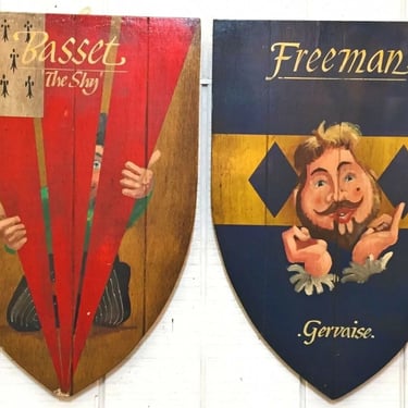 English Shield-Shaped Pub Tavern Signs (pair) | Bar Décor