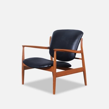 Danish Modern FD-136 Teak and Leather Lounge Chair by Finn Juhl