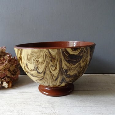 Antique French Sarreguemines Jaspe Glaze bowl with marbled decor.19th century- 