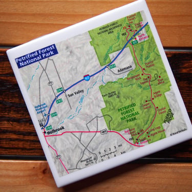 2011 Petrified Forest National Park Map Coaster. Arizona Map. Hiking Gift. Camping. Arizona Décor. Southwest Landscape. National Park Gift. 