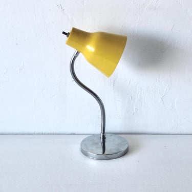 Josef Hurka for Napako Style Modern 1970s Gooseneck Desk Lamp in Yellow 